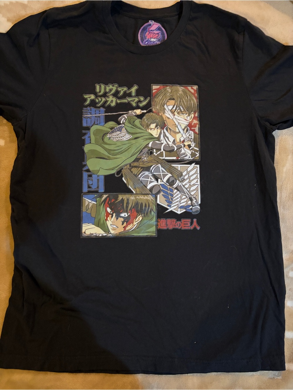 Attack on Titan Levi Graphic Tee - Black with Green Accent xl